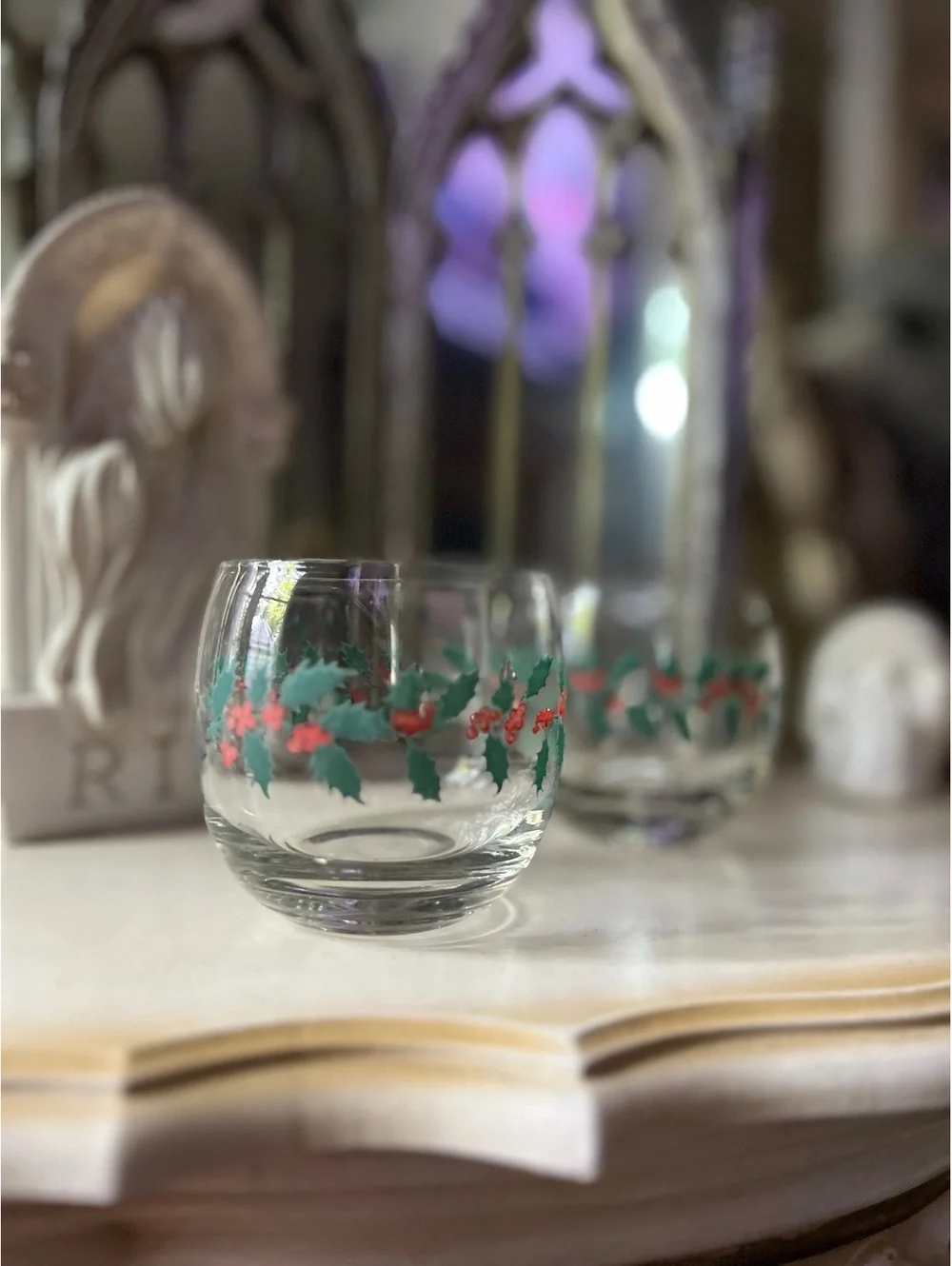 Rubel mid-century Christmas roly-poly glasses